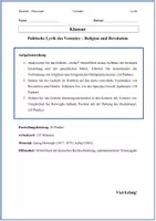 Vorschau - Arbeitsblätter - Lyrik - Klausur - Georg Herwegh: „Aufruf“ (1841) – Vormärz / Politische Lyrik (mit EWH) - Seite 1