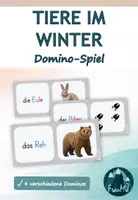 Vorschau - Spiele - Tiere im Winter – Domino-Spiel mit Tierspuren | Sachunterricht Klasse 2–3 - Deckblatt