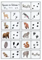 Vorschau - Spiele - Tiere im Winter – Domino-Spiel mit Tierspuren | Sachunterricht Klasse 2–3 - Seite 1