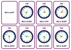 Vorschau - Spiele - L'heure: J'ai..., qui a...? (heures pleines, demies, quarts) - Deckblatt