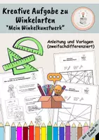 Vorschau - Arbeitsblätter - Kreativaufgabe zu Winkelarten – ein Winkelkunstwerk gestalten - Deckblatt