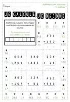 Aperçu - Feuilles d'exercices - Je calcule, je décode |ADDITIONS mystères - Page 3