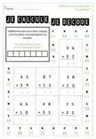 Aperçu - Feuilles d'exercices - Je calcule, je décode |ADDITIONS mystères - Page 1