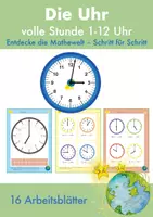 Vorschau - Arbeitsblätter - Uhr: volle Stunde 1-12 Uhr – Arbeitsblätter (Teil 1) - Deckblatt