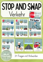 Vorschau - Spiele - Verkehr/Fahrradprüfung - Stop and Swap - 31 Karten/Quiz mit Antworten - Deckblatt