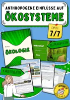 Vorschau - Arbeitsblätter - Anthropogene (menschliche) Einflüsse auf Ökosysteme (Gründe / Risiken / Bewertung verschiedener Eingriffe / Erklärung & Bedeutung Nachhaltigkeit / Selbsttest: nachhaltiger Lebensstil / Biologie / Ökologie) - Deckblatt