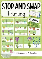 Vorschau - Stationenlernen - Frühling/Frühblüher - Stop and Swap/ Quiz, 31 Karten mit Antworten - Deckblatt