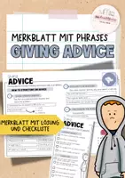 Vorschau - Merkblätter - Giving Advice | Merkblatt mit Phrases | + Checkliste | Modal verbs - Deckblatt