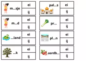 Voorbeeld - Spel knijpkaarten ei ij woorden (zelfcorrigerend) - Pagina 1