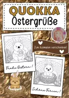 Vorschau - Mal- und Bastelvorlagen - Quokkaklasse Ostergrüße zum Ausmalen - Deckblatt