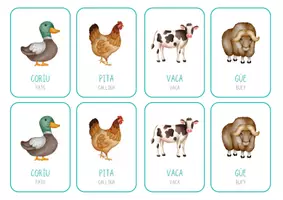 Vista previa - Tarjetas / Manipulativos - Memory asturiano (animales) - página 1