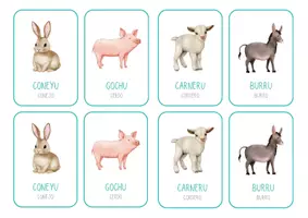Vista previa - Tarjetas / Manipulativos - Memory asturiano (animales) - página 2