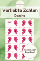 Vorschau - Stationenlernen - Verliebte Zahlen | Zahlenpaare bis 10 | Domino Freiarbeit - Deckblatt