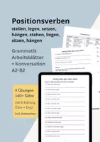 Vorschau - Unterrichtsreihen - Positionsverben Deutsch (A2–B2) – Akkusativ & Dativ | DAF / DAZ Grammatikpaket mit Lösungen - stellen, legen, setzen, hängen & stehen, liegen, sitzen - Deckblatt