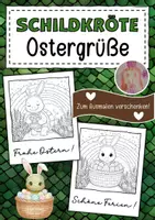 Vorschau - Mal- und Bastelvorlagen - Schildkrötenklasse Ostergrüße zum Ausmalen - Deckblatt
