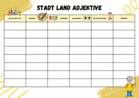 Vorschau - Spiele - 📝 Stadt – Land – Adjektive, Spiel - Seite 1