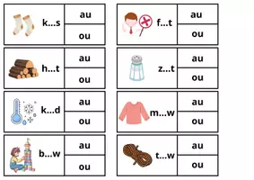 Voorbeeld - Spel knijpkaarten au/ou woorden (zelfcorrigerend) - Pagina 3