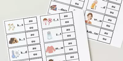 Voorbeeld - Spel knijpkaarten au/ou woorden (zelfcorrigerend) - Voorblad