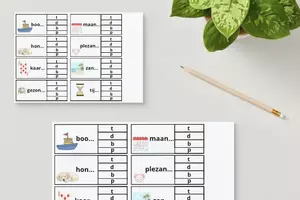 Voorbeeld - Spel knijpkaarten woorden die eindigen op t/d/b/p - Voorblad