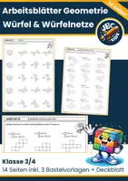 Vorschau - Arbeitsblätter - Würfel & Würfelnetze – Geometrie Arbeitsblätter zu Quader & Ansichten - Deckblatt