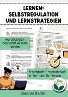 Vorschau - Arbeitsblätter - Lernen Neurobiologie Selbstregulation Lernstrategien Lernverhalten Selbstreflexion - Deckblatt