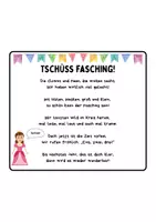 Vorschau - Text - Faschingsreim | Spruchkarte | Tschüss, Fasching! - Seite 1