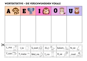 Vorschau - Stationenlernen - Wortdetektive - die verschwundenen Vokale - Deckblatt