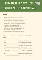 Vorschau - Arbeitsblätter - Simple past vs Present Perfect: Exercises and Answer Key - Deckblatt