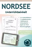 Vorschau - Unterrichtsreihen - Nordsee – Komplettpaket für den Sachunterricht 3/4 - Unterrichtseinheit mit Lerntheke & digitaler Wissenskartei (Klassenfahrt-Vorbereitung) - Deckblatt