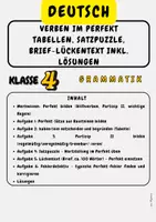 Vorschau - Arbeitsblätter - Verben im Perfekt: Tabellen, Satzpuzzle, Brief-Lückentext inkl. Lösungen Klasse 4 - Deckblatt