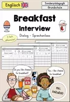 Vorschau - Arbeitsblätter - Breakfast (Frühstück) Dialog Interview differenziert - Englisch - Deckblatt