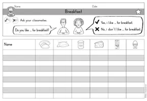 Vorschau - Arbeitsblätter - Breakfast (Frühstück) Dialog Interview differenziert - Englisch - Seite 2