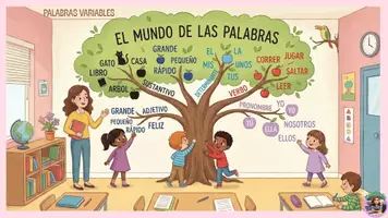 Vista previa - Hojas de trabajo - PALABRAS VARIABLES E INVARIABLES- ESQUEMAS VISUALES - página 1