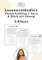 Vorschau - Arbeitsblätter - Leseverständnis Klasse 3 Frühlingstexte - Deckblatt