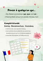Vorschau - Stundenentwürfe - Die Relativpronomen qui, que, où - amour et amitié (A2) - Deckblatt