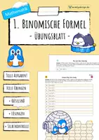Vorschau - Arbeitsblätter - 1. binomische Formel - Übungsblatt - Deckblatt