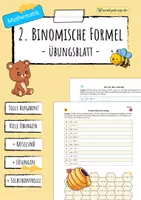 Vorschau - Arbeitsblätter - 2. binomische Formel - Übungsblatt - Deckblatt