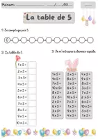 Aperçu - Fiches - La table de 5 (11 thèmes) - Page 2