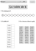 Aperçu - Fiches - La table de 6 - Page 1