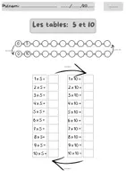 Aperçu - Fiches - Liens Tables de 5 et de 10 - Page 1