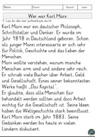 Vorschau - Arbeitsblätter - Karl Marx Lesen und Verstehen Arbeitsblätter mit Lesetext, Fragen - Seite 1