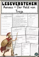Vorschau - Arbeitsblätter - Aeneas – Der Held von Troja Lesen und Verstehen Arbeitsblätter mit Lesetext, Fragen - Deckblatt