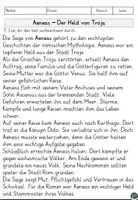 Vorschau - Arbeitsblätter - Aeneas – Der Held von Troja Lesen und Verstehen Arbeitsblätter mit Lesetext, Fragen - Seite 1