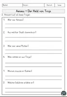 Vorschau - Arbeitsblätter - Aeneas – Der Held von Troja Lesen und Verstehen Arbeitsblätter mit Lesetext, Fragen - Seite 2