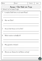 Vorschau - Arbeitsblätter - Aeneas – Der Held von Troja Lesen und Verstehen Arbeitsblätter mit Lesetext, Fragen - Seite 3