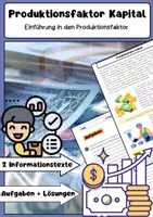 Vorschau - Arbeitsblätter - Produktionsfaktor Kapital Unterrichtsmaterial Wirtschaft - Deckblatt