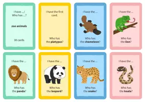 Vorschau - Spiele - Zoo animals: I have... Who has...? – Lesespiel Englisch - Seite 1