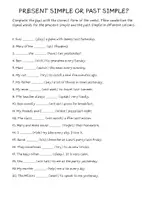 Vorschau - Arbeitsblätter - Present simple Past simple - Deckblatt