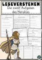 Vorschau - Arbeitsblätter - Die zwölf Aufgaben des Herakles Lesen und Verstehen Arbeitsblätter mit Lesetext, Fragen - Seite 1
