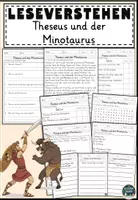 Vorschau - Arbeitsblätter - Theseus und der Minotaurus Lesen und Verstehen Arbeitsblätter mit Lesetext, Fragen - Deckblatt